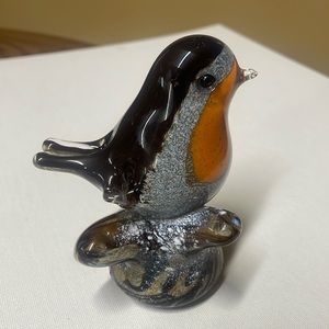Langham Glass Bird on a branch Paperweight Signed Paul Miller Made In England